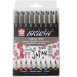 Pisaki pędzelkowe Pigma Brush, Sakura, 9 kolorów