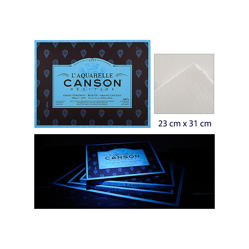 Papier Aquarelle 300gr grain torchon 23cm x 31cm – Canson