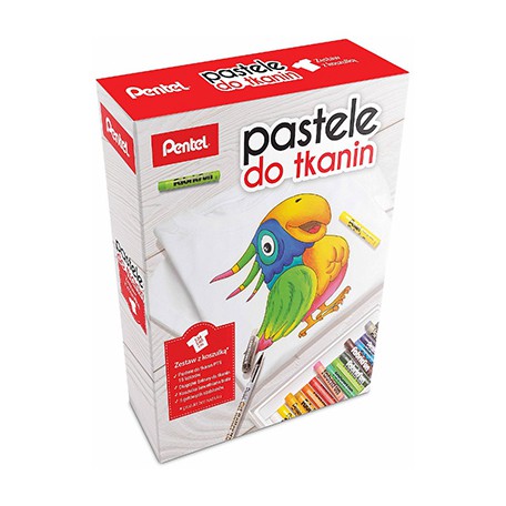 Pastele do tkanin Pentel zestaw 15 kolorów z koszulką