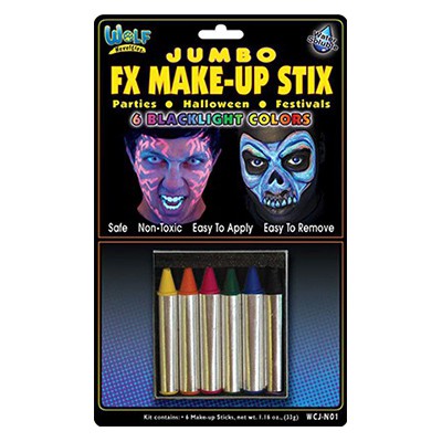 Blacklight colors, zestaw kredek do charakteryzacji WOLF, 6 kol.