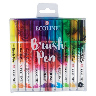 Ecoline Brush Pen, Talens, zestaw 10 kol.