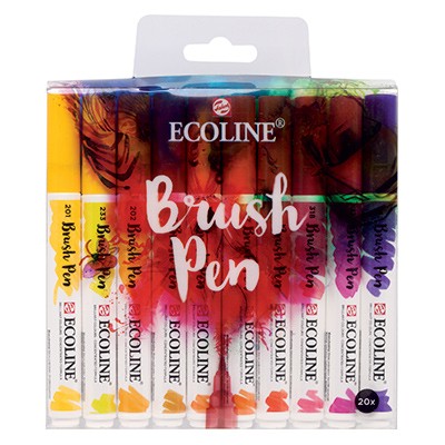 Ecoline Brush Pen, Talens, zestaw 20 kol.