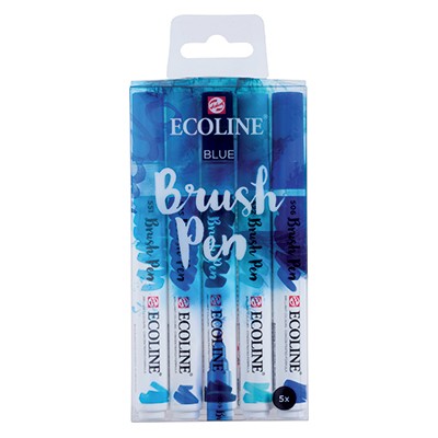 Blue, Ecoline Brush Pen, Talens, 5 kol.