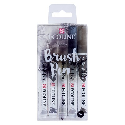 Grey, Ecoline Brush Pen, Talens, 5 kol.