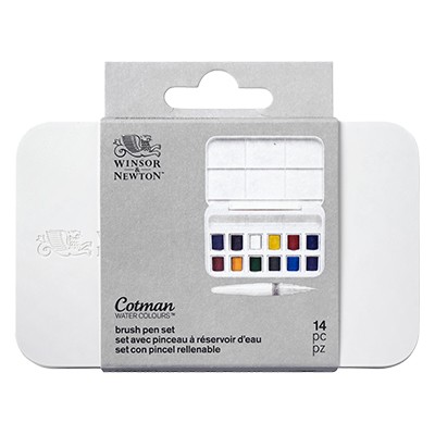 Farby akwarelowe Cotman w kostkach, Brush pen set, 14 elementów