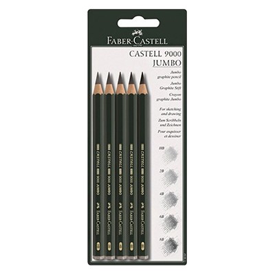 Ołówki rysunkowe Castell 9000 Jumbo, Faber-Castell, 5 sztuk