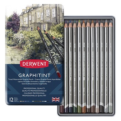 Kolorowe ołówki grafitowe Graphitint, Derwent, 12 kolorów