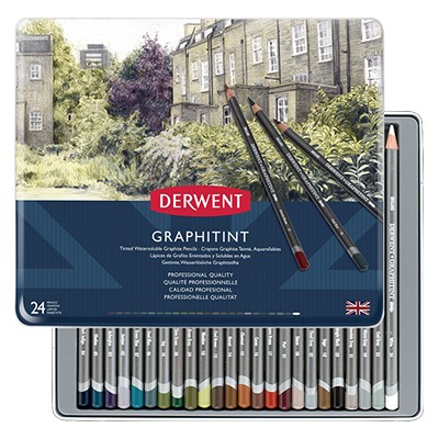 Kolorowe ołówki grafitowe Graphitint, Derwent, 24 kolory