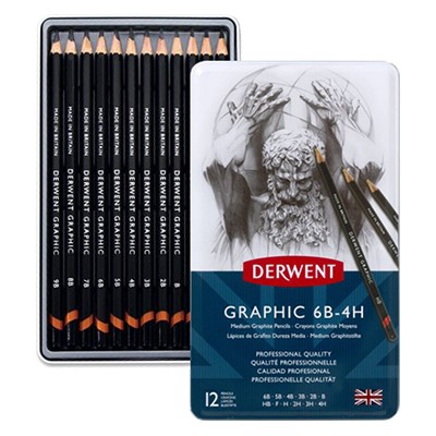 Ołówki rysunkowe Graphic Medium, Derwent, 12 sztuk