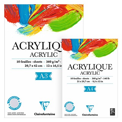 Blok do farb akrylowych Clairefontaine A3, 10 ark.