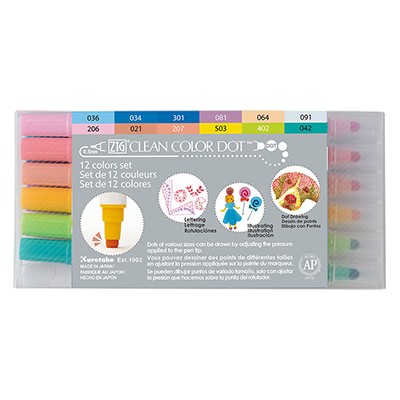 Zestaw pisaków Clean Color Dot, Kuretake 12 kol.