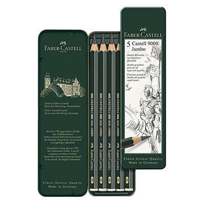 Ołówki rysunkowe Castell 9000 JUMBO, Faber-Castell, 5 sztuk