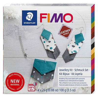 Modelina Fimo Leather, Jewelery Kit, 4 x 25 g