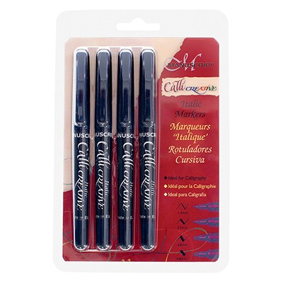 CalliCREATIVE, czarne pisaki kaligraficzne Manuscript, 4 szt
