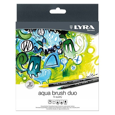 Wodne pisaki pędzelkowe Aqua Brush Duo, Lyra, 24 kolorów