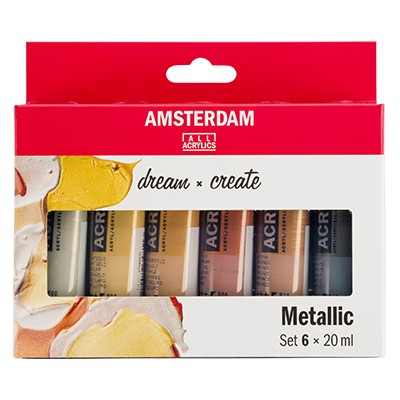 Farby akrylowe Talens Amsterdam Metallic, 6 x 20 ml