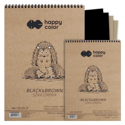 Czarno–szary szkicownik Happy Color A4, 50 ark.
