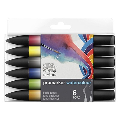 Promarker Watercolour Basic tones, 6 kol.