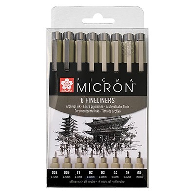 Pisaki precyzyjne Pigma Micron, Sakura 8 szt