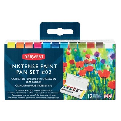 Inktense Paint pan set nr 2, Derwent, 12 kol.