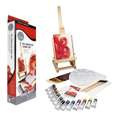 Farby olejne Simply Daler Rowney, zestaw 12x12ml + akcersoria