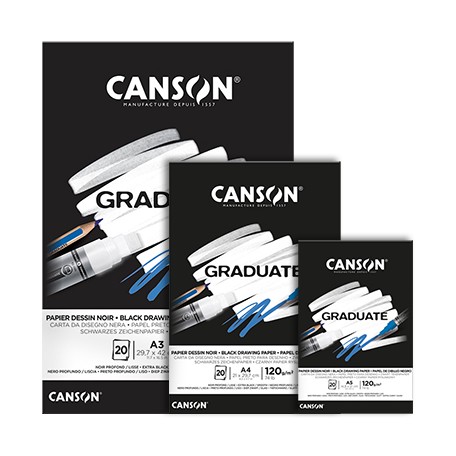 Canson Graduate - Bloc dessin - 20 feuilles - A4 - 120 gr - noir