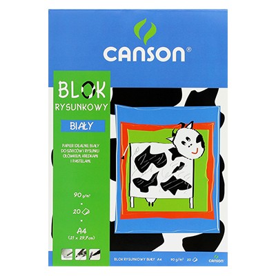 Blok rysunkowy biały, Canson, 20ark. A4, 90g