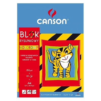 Blok rysunkowy kolorowy, Canson, 10 ark. A4, 70g