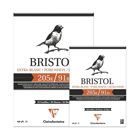 Bristol Clairefontaine, A3, 29,7 cm x 42 cm, Lisse, 205 g/m², 50 feuilles  50 feuilles | 64755