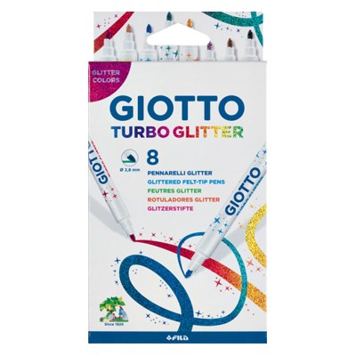 Pisaki metaliczne Giotto Turbo Glitter, 8 kol.