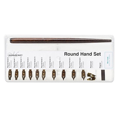Round Hand Set, zestaw stalówek i obsadki, 14 elementów