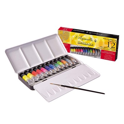 Farby akwarelowe L'Aquarelle, Sennelier, 12 x tuba 10ml