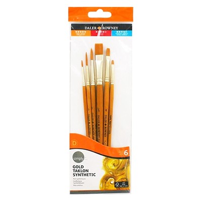 Pędzle Simply Gold Taklon Daler Rowney, syntetyki, zestaw 6szt