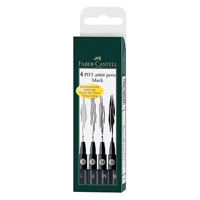 Set of 4 - czarny, Pitt Faber Castell, 4 sztuki