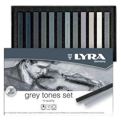 Pastele suche Lyra - gama szarości, zestaw 12 kolorów