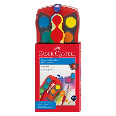 Farby wodne Connector, Faber-Castell, 12 kol. + akcesoria