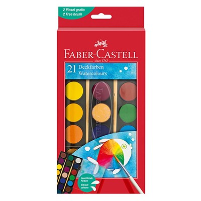 Farby akwarelowe śr. 30mm, Faber-Castell, 21 kolorów