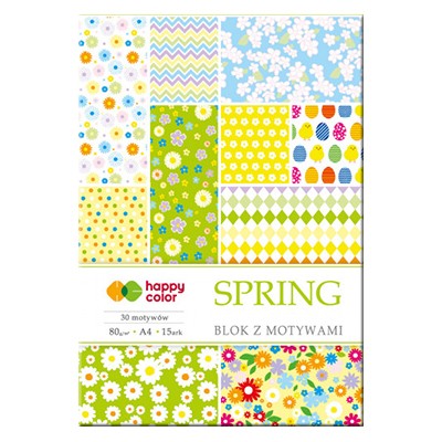 Blok z motywami - Spring, Happy Color, A4