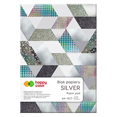 Blok papieru ozdobnego Silver, Happy Color A4