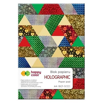 Blok papieru ozdobnego Holographic, Happy Color A4