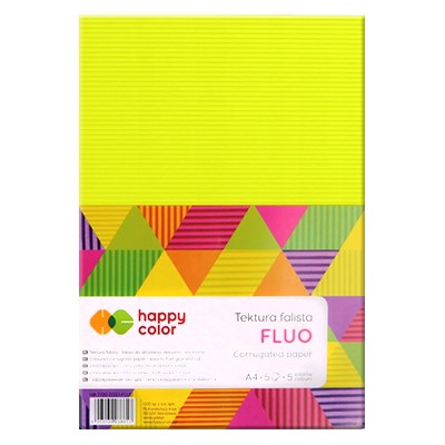 Tektura falista Fluo, Happy Color A4, 5 ark.