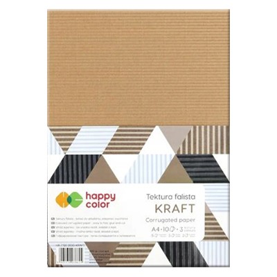 Tektura falista Kraft, Happy Color A4, 10 ark.