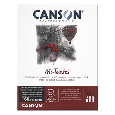 Blok Mi-Teintes - czarny, Canson, 32 x 41 cm, 20 ark. 160 g