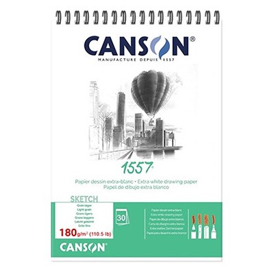 Blok rysunkowy na spirali Canson 1557, 30 ark, 180g, A5