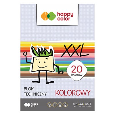 Blok techniczny kolorowy A4 Happy Color, 20 ark.