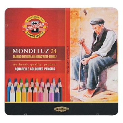 Kredki akwarelowe Mondeluz, Koh-i-Noor, 24 kolory, opak. metal