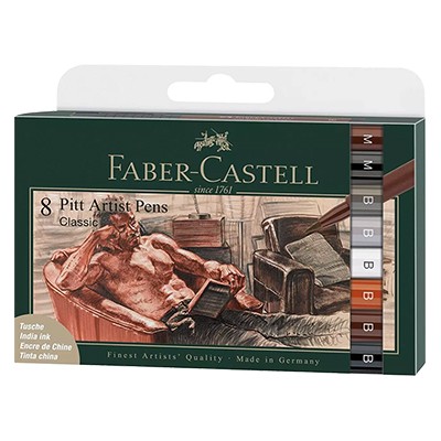 Pisaki Pitt Artist Pens 'Classic' Faber-Castel 8 szt.