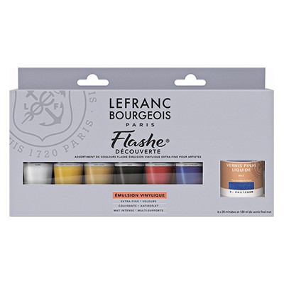 Farby akrylowe Flashe L&B, 6 x 20 ml + matowy werniks