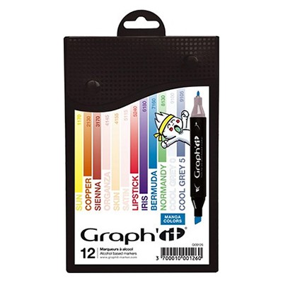 Manga, zestaw markerów Graph'it, 12 kolorów