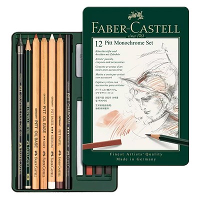 Zestaw rysunkowy Pitt Monochrome Set, Faber Castell, 12 el.